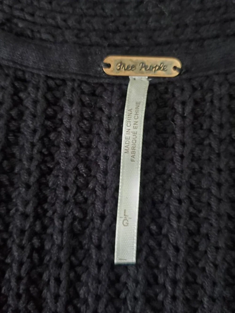 Free People Nightingale Cardigan Knit Open Front in Black - Large - Picture 4 of 9